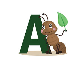 卡通手绘可爱的小动物英文字母A