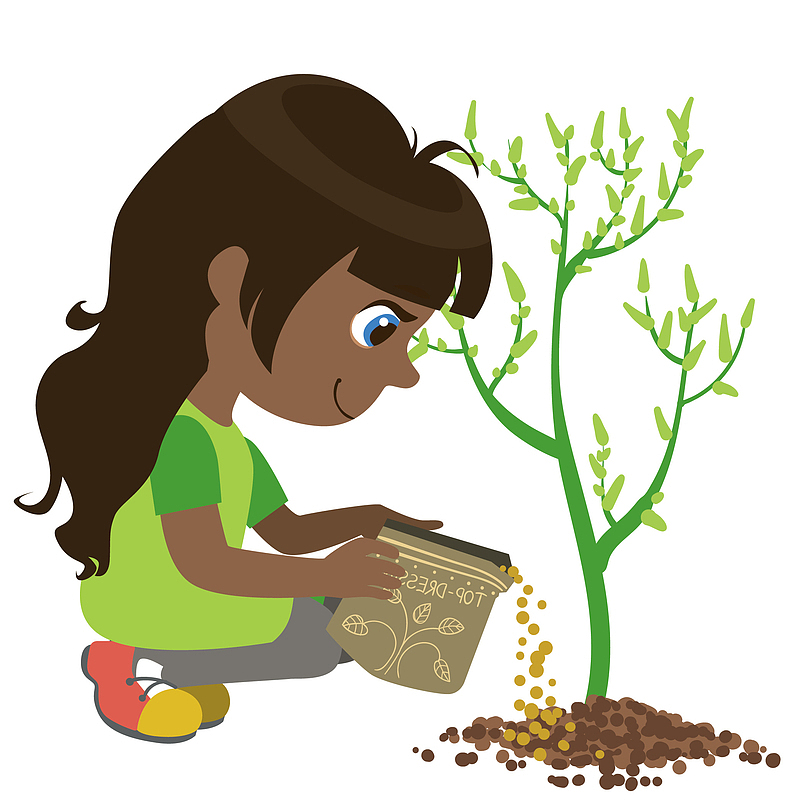 卡通可爱小孩植树节植树动作矢量