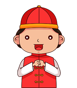 春节拜年的小男孩