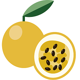圆形可爱卡通黄金百香果