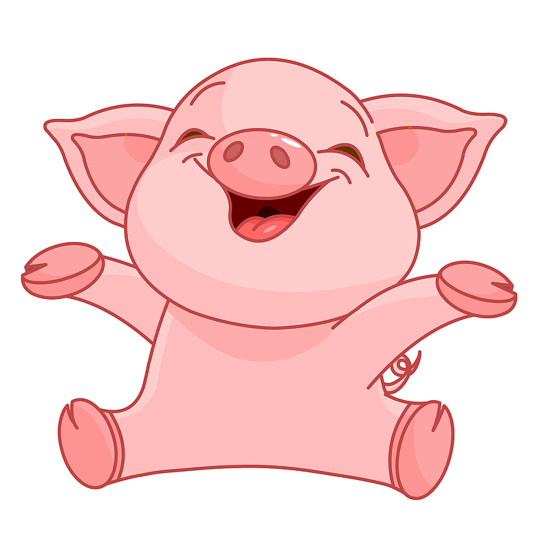 卡通快乐的粉红猪