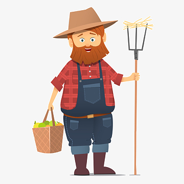 农民种地劳作手绘插画人物卡通png农夫山泉矿泉水psdpng背锄头拿秧苗