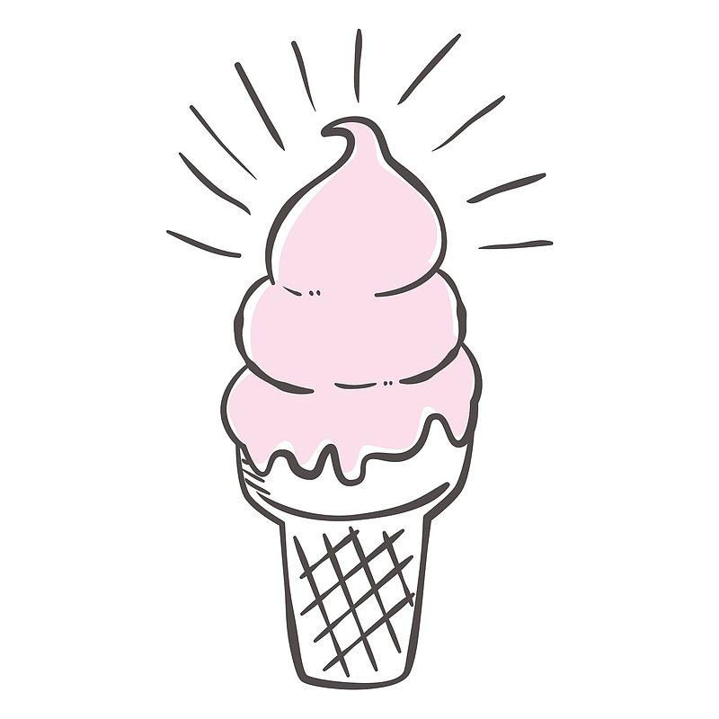 手绘草莓冰淇淋雪糕插画