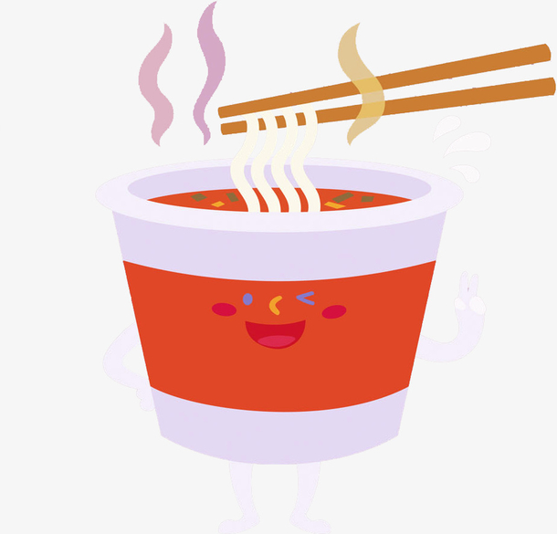 卡通一桶泡面免抠图