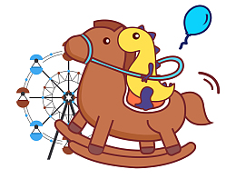 卡通可爱六一儿童节木马