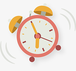 矢量图闹钟响铃红色黄色可爱卡通