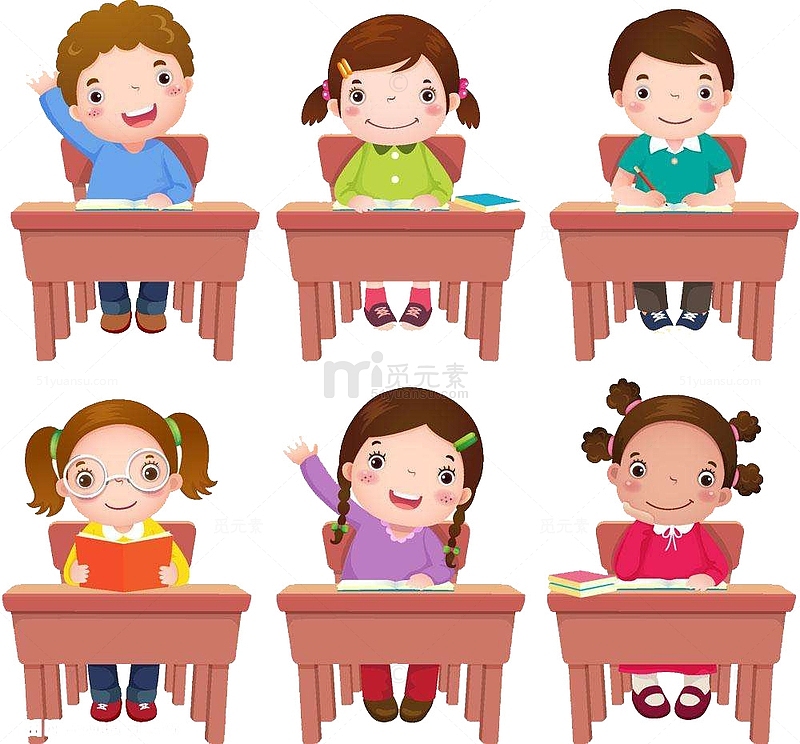 手绘孩子上课回答问题