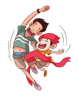 手绘可爱人物插画父亲节亲子插图