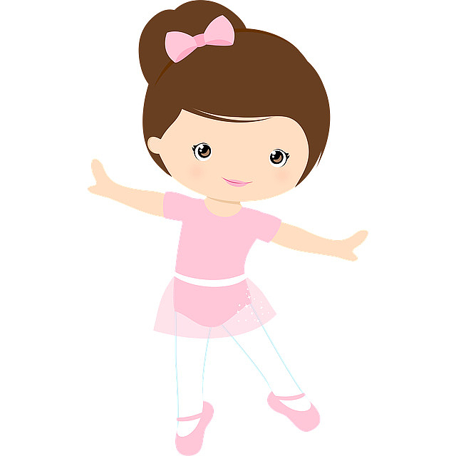 可爱的粉色卡通少儿芭蕾舞者插画