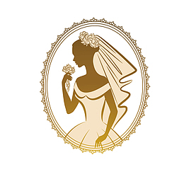 卡通女侧脸标签设计