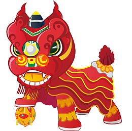 卡通舞龙舞狮红狮子绣球过年装饰