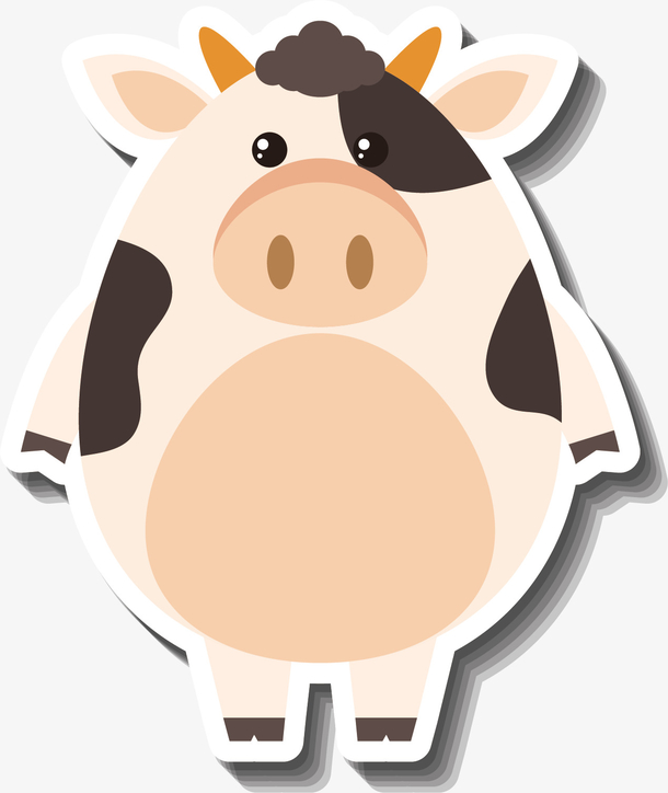 矢量图水肿的花奶牛