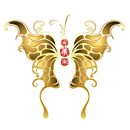 矢量手绘卡通彩色梦幻花蝴蝶无抠