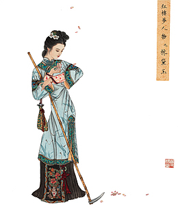 国画工笔黛玉葬花