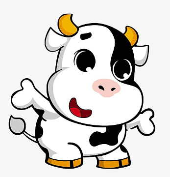 png卡通插画奶牛q版psdpng卡通q版动物可爱喝奶的奶牛元素共享图片