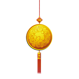 春节元旦元宵黄色圆形中国结