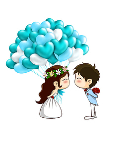 免抠卡通手绘结婚的新人
