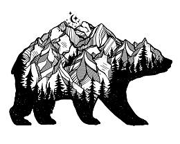 北极熊黑白花臂图案