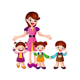 卡通老师与学生免抠元素