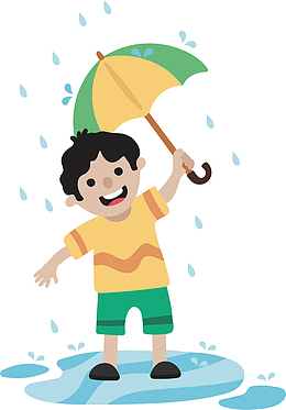 雨中撒欢的男孩