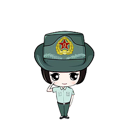 卡通敬礼的女解放军素材