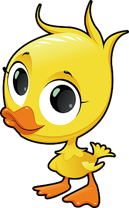 卡通可爱黄色鸭子图标矢量图