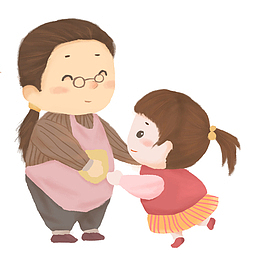 母亲节可爱卡通人物插图孩子与妈