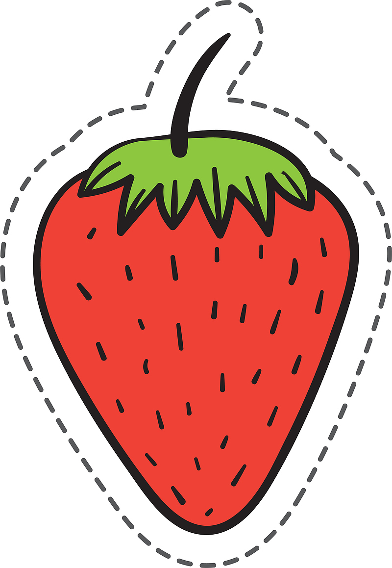 红色草莓水果食物卡通贴纸