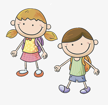 简笔人物插图背书包的学生