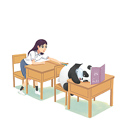 可爱插图上课乏力睡着