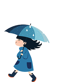在雨中行走的女孩