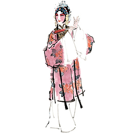 粉色可爱装饰唱戏人物设计图