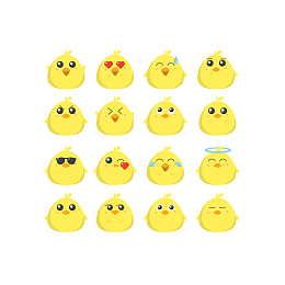 矢量EMOJ黄色小鸡雏表情包