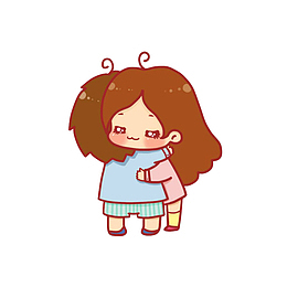 卡通Q版拥抱的男女素材