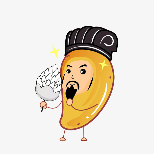可爱的卡通芒果诸葛亮插画免抠