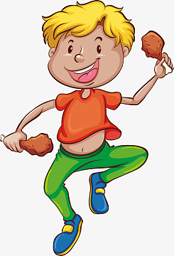 开心吃鸡腿的男孩