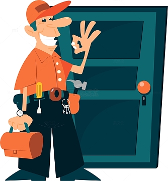 卡通可爱开锁锁匠