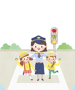 可爱交警和小孩场景图