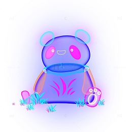 唯美星空幻想流体渐变熊猫