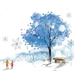 矢量下雪天插画