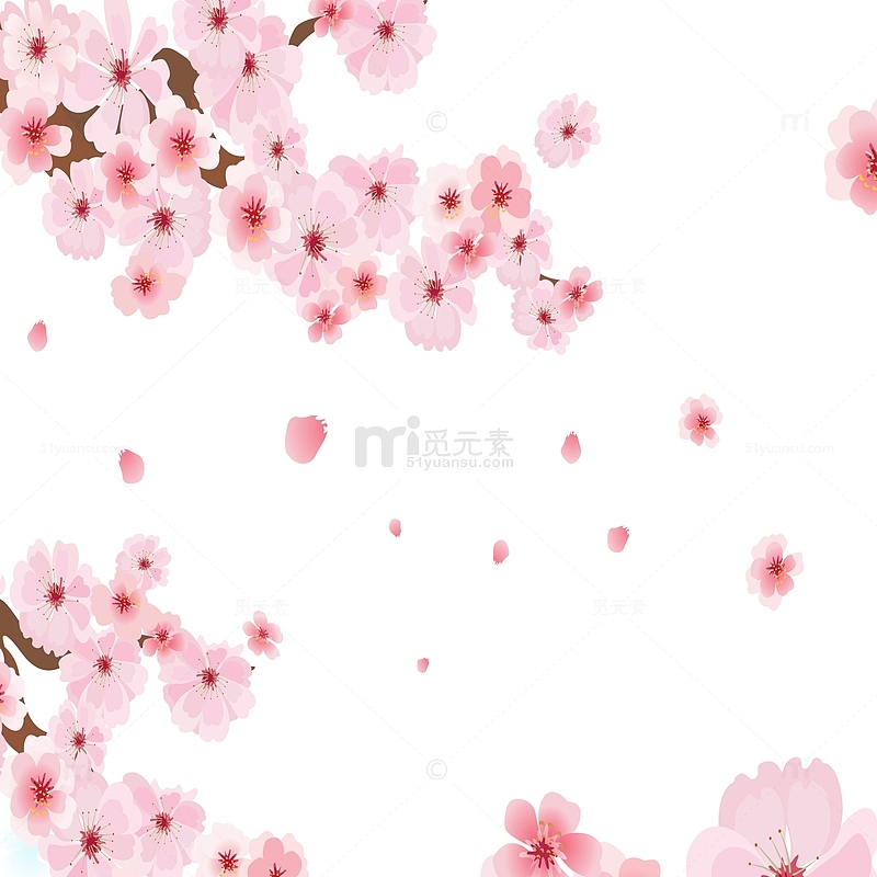 粉色手绘樱花树