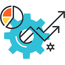 饼图和齿轮矢量插画