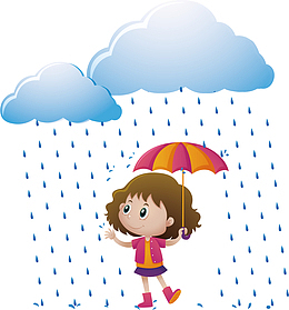 可爱的雨中女孩