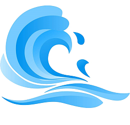 蓝色手绘扁平海浪
