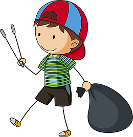 微笑可爱捡垃圾男孩