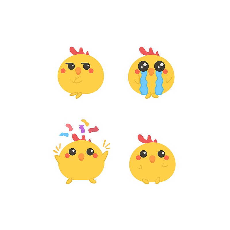 矢量EMOJI可爱动物小鸡表情包