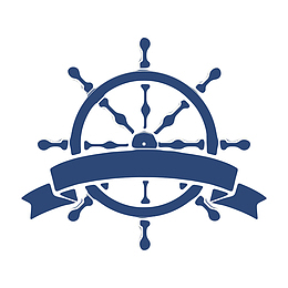 蓝色控制方向的丝带logo舵盘图案