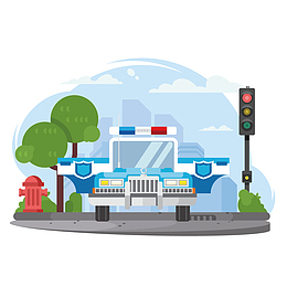 蓝色警察扁平化元素