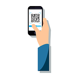 手臂和手机中的二维码