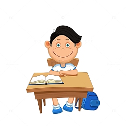 卡通认真老实听课的小学生素材
